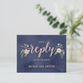 Floral Beauty RSVP Briefkaart bewerkbare kleur (Staand voorkant)