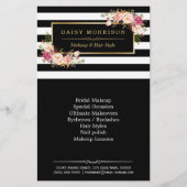  Floral Beauty Salon Black White Stripes Flyer (Voorkant)