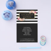  Floral Beauty Salon Black White Stripes Flyer (Enkel)