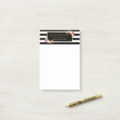  Floral Beauty Salon Black White Stripes Post-it® Notes (Op bureau)