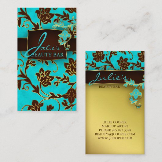 Floral Beauty Visitekaartjes Gold Trim (Voorkant / Achterkant)