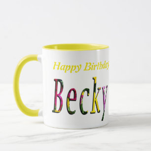 Floral Becky Name Logo, Mok