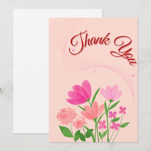 Floral bedankkaart in zachte kleurS Feestdagenkaart (Voorkant / Achterkant)