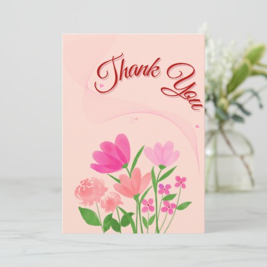 Floral bedankkaart in zachte kleurS Feestdagenkaart (Staand voorkant)