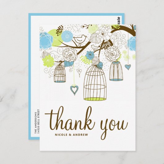 Floral bedankt Briefkaart (Voorkant / Achterkant)