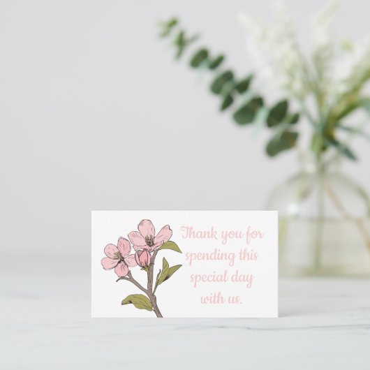 Floral bedankt Cherry Blossom Pink Wedding Party Plaatskaartje (Staand voorkant)