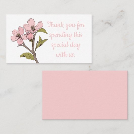 Floral bedankt Cherry Blossom Pink Wedding Party Plaatskaartje (Voorkant / Achterkant)