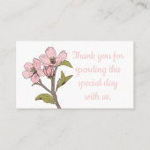 Floral bedankt Cherry Blossom Pink Wedding Party Plaatskaartje (Voorkant)