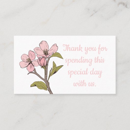 Floral bedankt Cherry Blossom Pink Wedding Party Plaatskaartje (Voorkant)