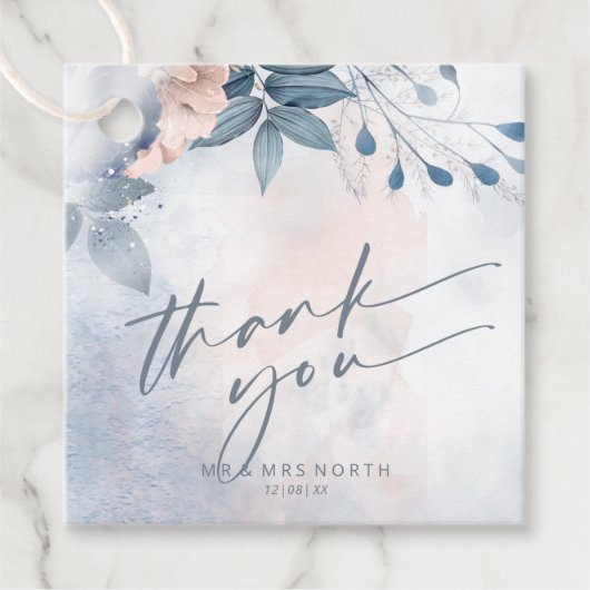 Floral bedankt Dusty Blue ID771 Bedankjes Labels (Voorkant)