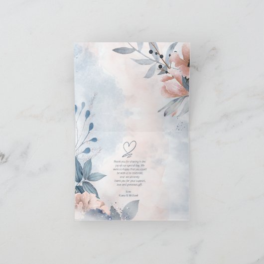 Floral bedankt Dusty Blue ID771 Kaart (Binnen)