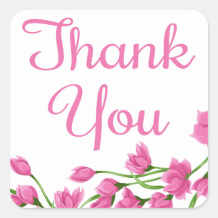 Floral bedankt Fuchsia roze bloemen Vierkante Sticker