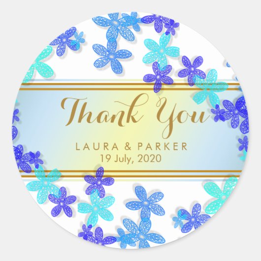 Floral bedankt je bruiloft ronde sticker (Voorkant)