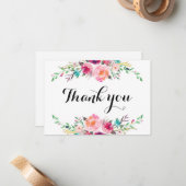 Floral bedankt je kaart, bruiloft notitiekaartje (Voorkant / Achterkant in situ)