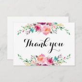 Floral bedankt je kaart, bruiloft notitiekaartje (Voorkant / Achterkant)