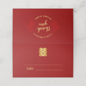 Floral bedankt je logo chinese trouwdubbelxi plaatskaartje (Buitenkant ongevouwen)