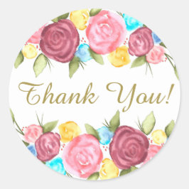 Floral bedankt ronde sticker