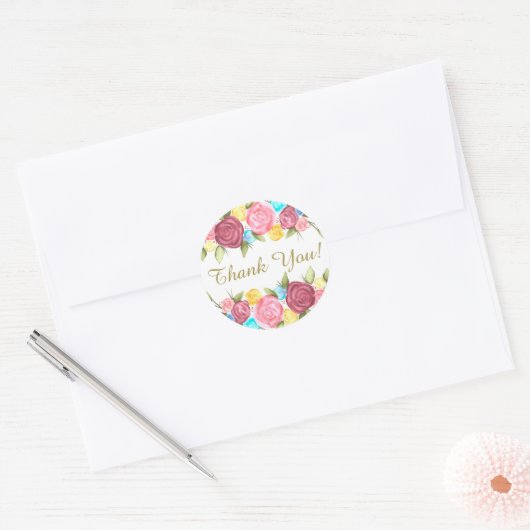 Floral bedankt ronde sticker (Envelop)