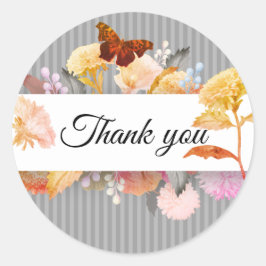 Floral bedankt ronde sticker
