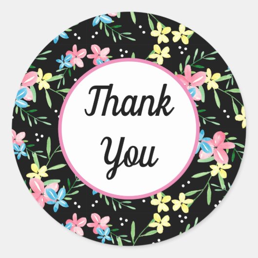 Floral bedankt ronde sticker (Voorkant)