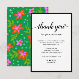 Floral bedankt voor je aankoopbriefkaart notitiekaartje