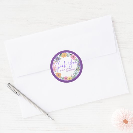 Floral Bedankt voor uw aankoop Sticker (Envelop)