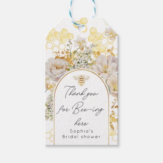 Floral Bedankt voor uw aanwezigheid hier vrijgezel Cadeaulabel (Voorkant)