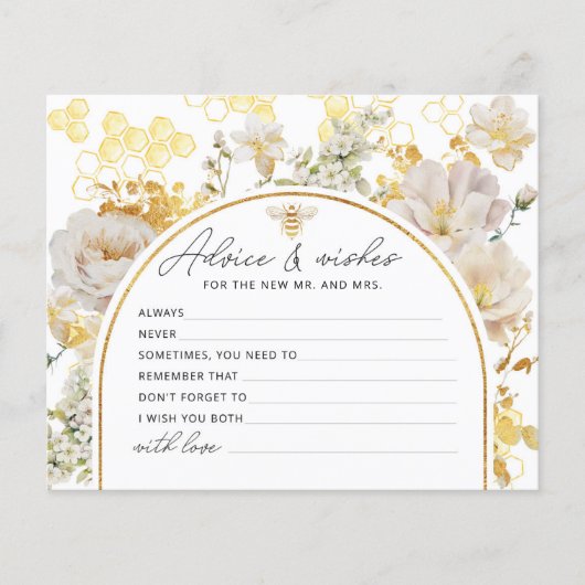 Floral bee advies en wensen vrijgezellenfeest kaar (Voorkant)