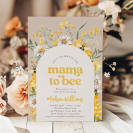 Floral Bee Baby shower Invitation Kaart