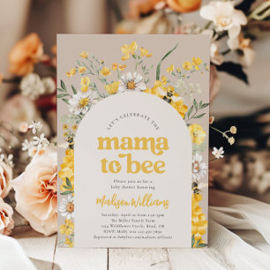 Floral Bee Baby shower Invitation Kaart