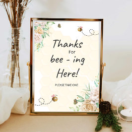 Floral Bee dank u voor het zijn hier teken Poster