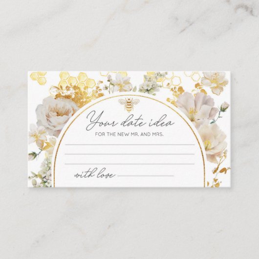 Floral bee Date-ideeën. Datum jar Informatiekaartje (Voorkant)
