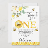 Floral Bee First Bee-day Verjaardag Dank u kaart (Voorkant)