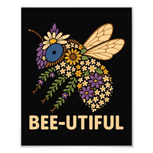 Floral Bee Fusion Bijen-Nuttig Foto Afdruk (Voorkant)