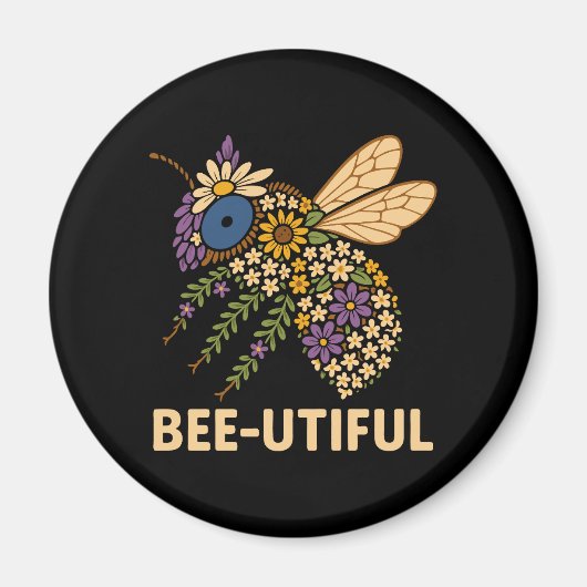 Floral Bee Fusion Bijen-Nuttig Magneet (Voorkant)