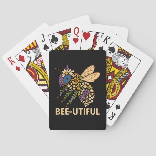 Floral Bee Fusion Bijen-Nuttig Pokerkaarten (Achterkant)