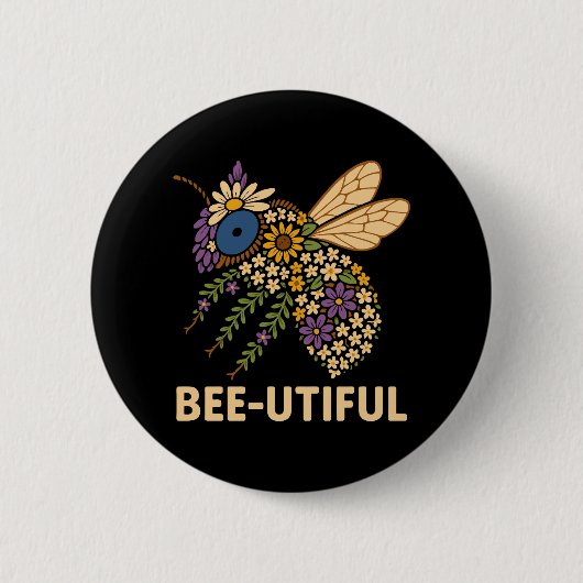Floral Bee Fusion Bijen-Nuttig Ronde Button 5,7 Cm (Voorkant)