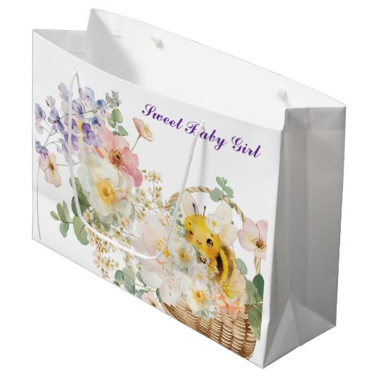 Floral Bee Gift Bag Groot Cadeauzakje (Voorkant Gekanteld)