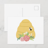 Floral Bee Hive Briefkaart (Voorkant / Achterkant)