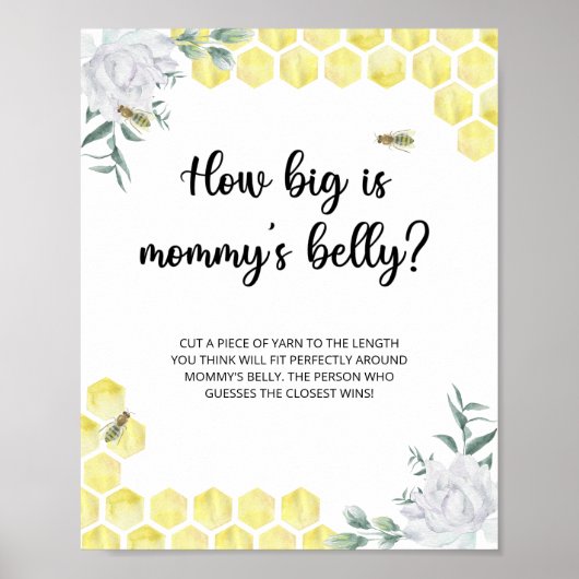 Floral bee hoe groot is het buikspel van mama poster (Voorkant)