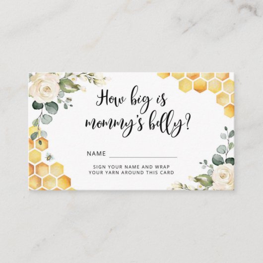 Floral bee hoe groot is mama's buikomheining informatiekaartje (Voorkant)