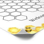 Floral Bee Honeycomb Baby shower Guestbook Poster (Hoek)