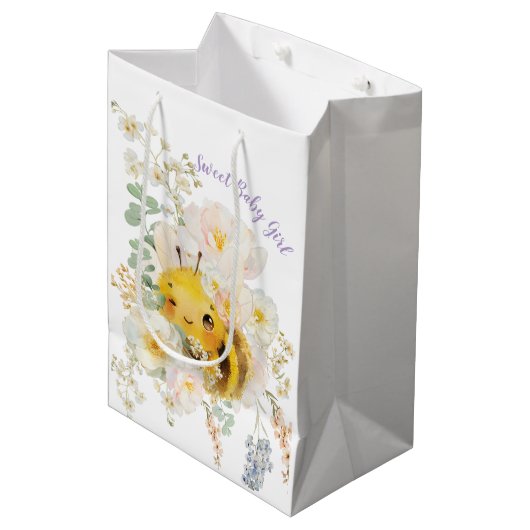 Floral Bee Medium Gift Bag Medium Cadeauzakje (Voorkant Gekanteld)