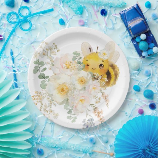 Floral Bee Paper Borden Papieren Bordje (Feest)