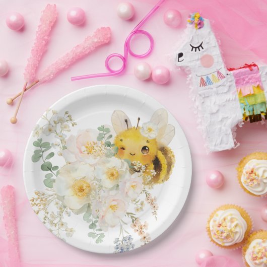 Floral Bee Paper Borden Papieren Bordje (Feest)