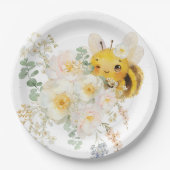 Floral Bee Paper Borden Papieren Bordje (Voorkant)