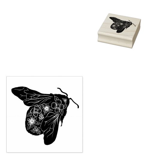 Floral Bee Rubberstempel (Gestempeld)