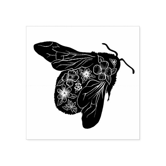 Floral Bee Rubberstempel (Afrduk)