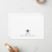 Floral Bee Script Name Notitiekaartje (Voorkant / Achterkant in situ)