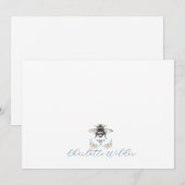 Floral Bee Script Name Notitiekaartje (Voorkant / Achterkant)